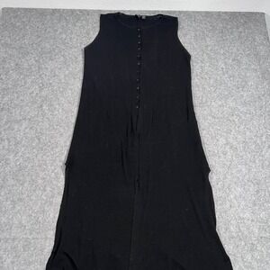 The Fisher Project Black Hemp Blend Button-Up Dress Midi Women's Size Large